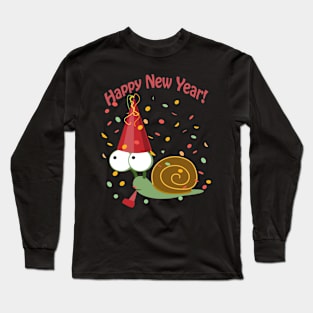 Funny Happy New Year Snail Long Sleeve T-Shirt